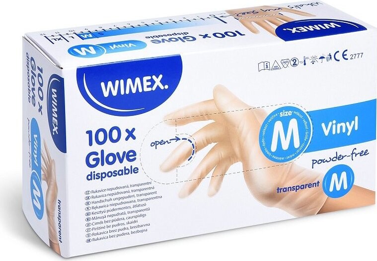 Wimex vinylové rukavice, nepudrované, transparentné `M` – 100 ks