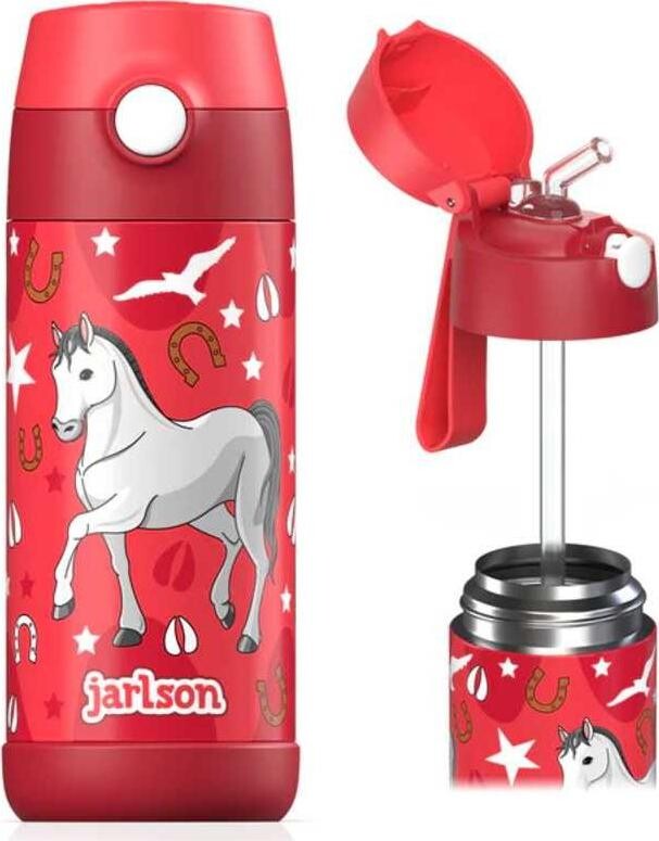 Jarlson Detská nerezová termofľaša so slamkou CHARLI Kôň 350 ml