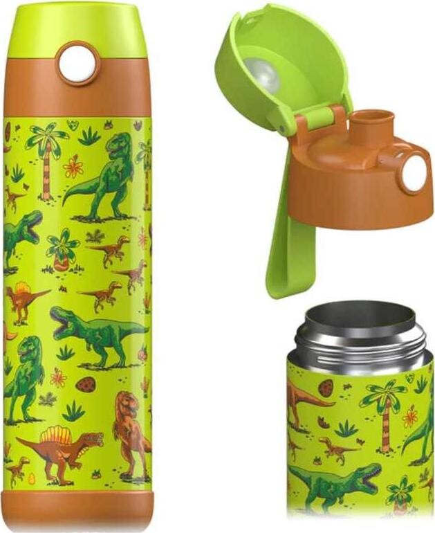 Jarlson Detská nerezová termofľaša MALI Dinosaurus 500 ml