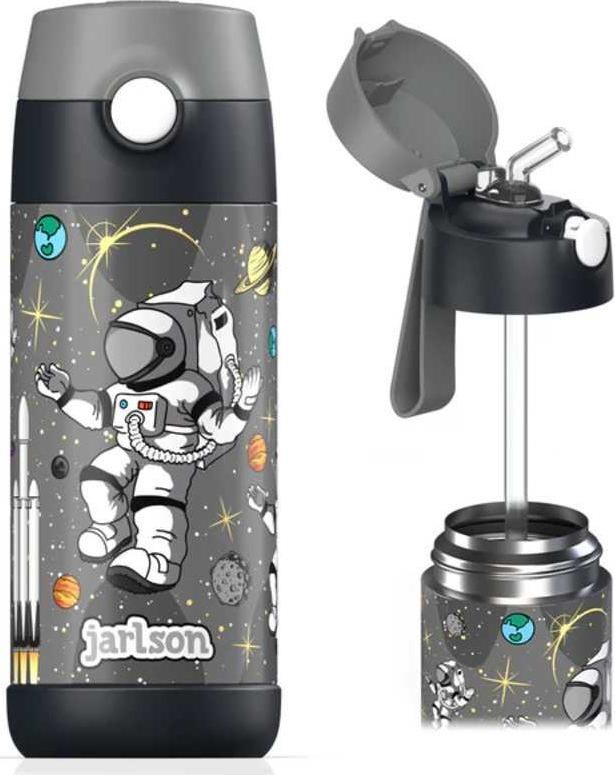 Jarlson Detská nerezová termofľaša so slamkou CHARLI Astronaut 350 ml