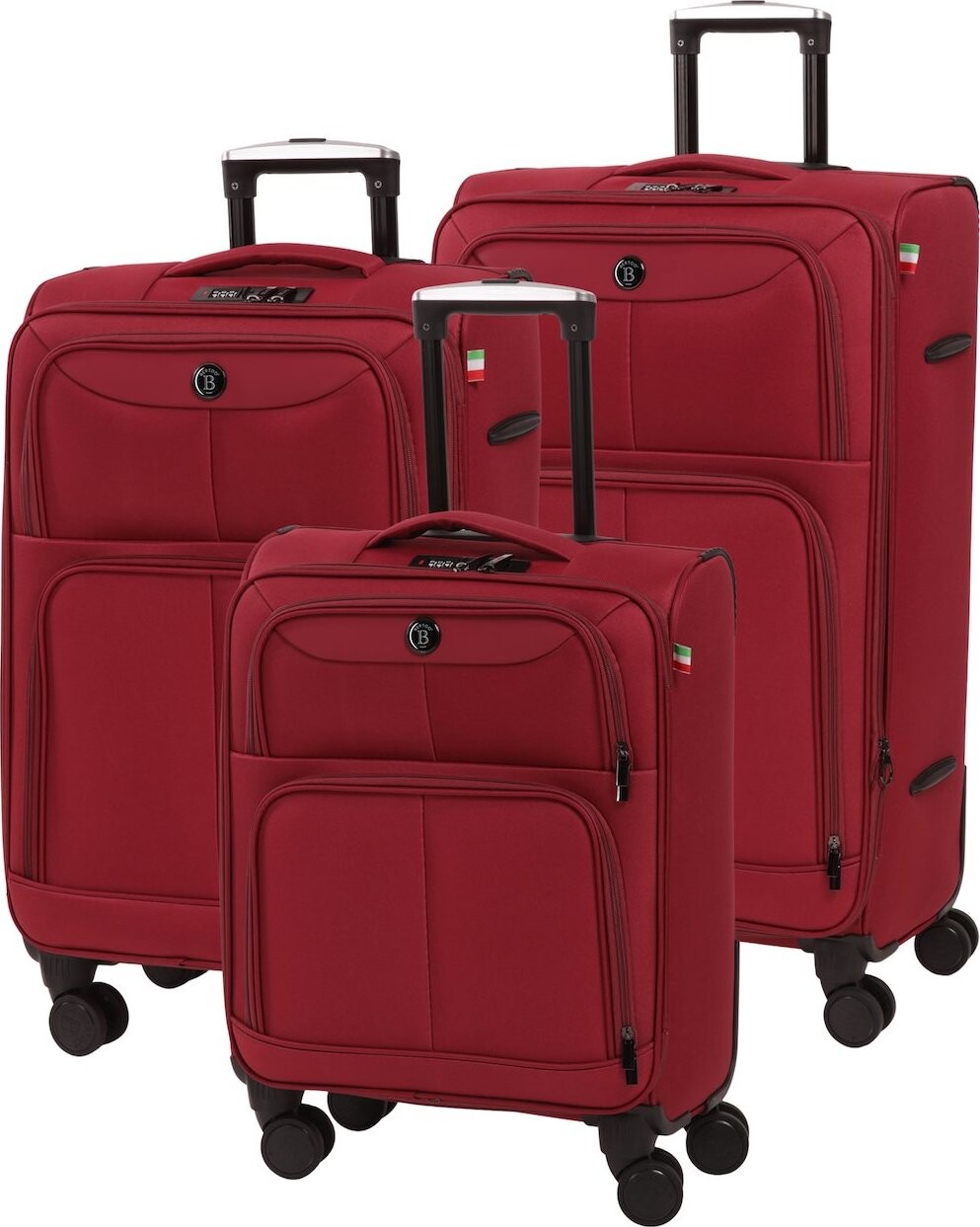BERTOO Cestovný kufor Bolzano – červený set 3 v 1