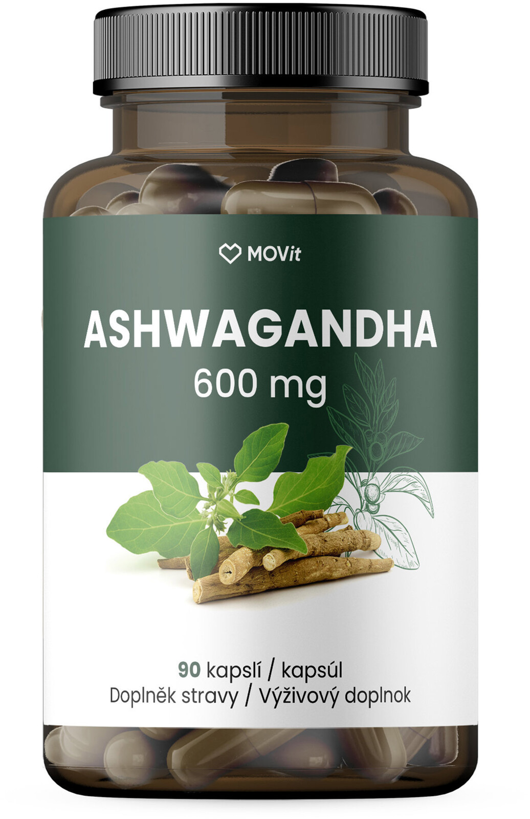 Movit Energy Ashwagandha 600 mg premium, 5 % withanolidov, 90 kapsúl