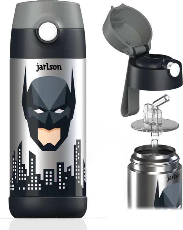 Jarlson Detská nerezová termofľaša so slamkou CHARLI Batman 350 ml