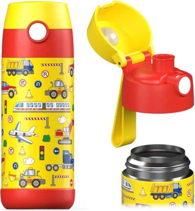 Jarlson Detská nerezová termofľaša na pitie MALI Dopravné prostriedky 350 ml