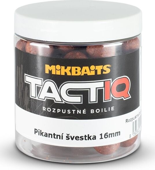 Mikbaits TactiQ rozpustné boilie Pikantná slivka 16 mm 250 ml