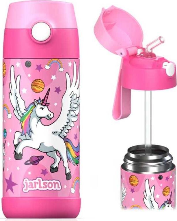 Jarlson Detská nerezová termofľaša so slamkou CHARLI Unicorn 350 ml