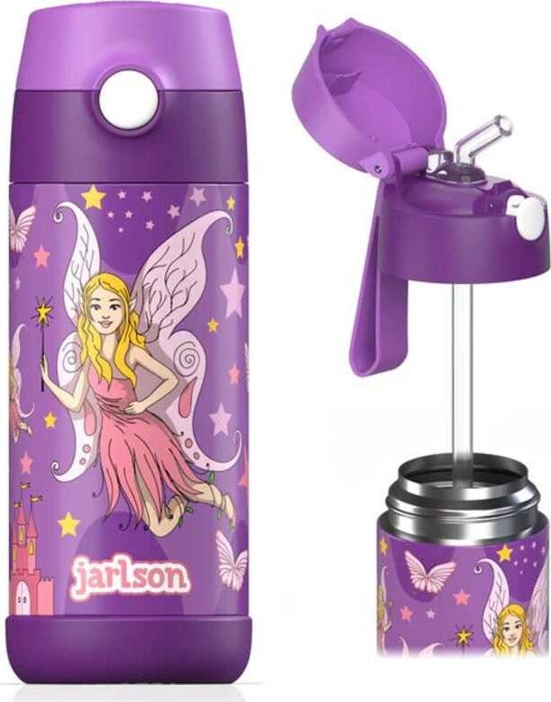 Jarlson Detská nehrdzavejúca termofľaša so slamkou CHARLI Víla 350 ml