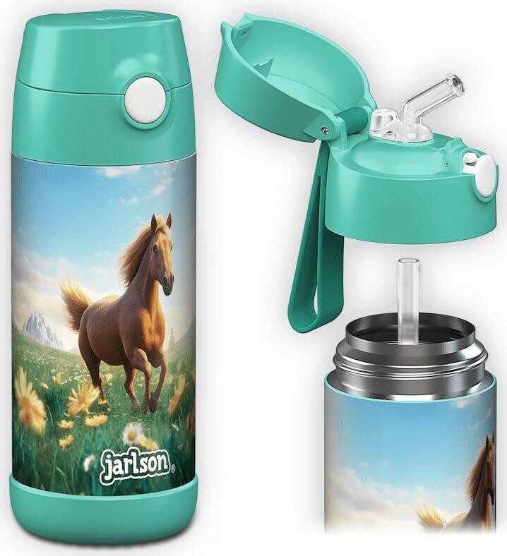 Jarlson Detská nerezová termofľaša so slamkou CHARLI Kôň II 350 ml