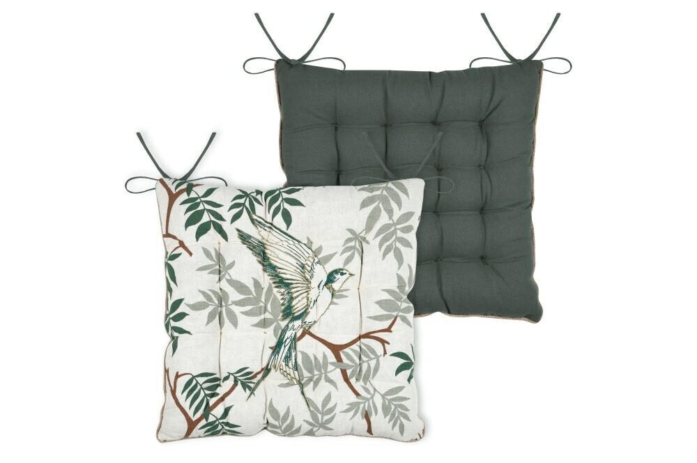 Oboustranný podsedák na židli Botanys 38x38 cm zelený/bílý
