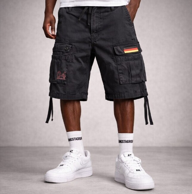 Kraťase Surplus Airborn Vintage Shorts Black Flag - M