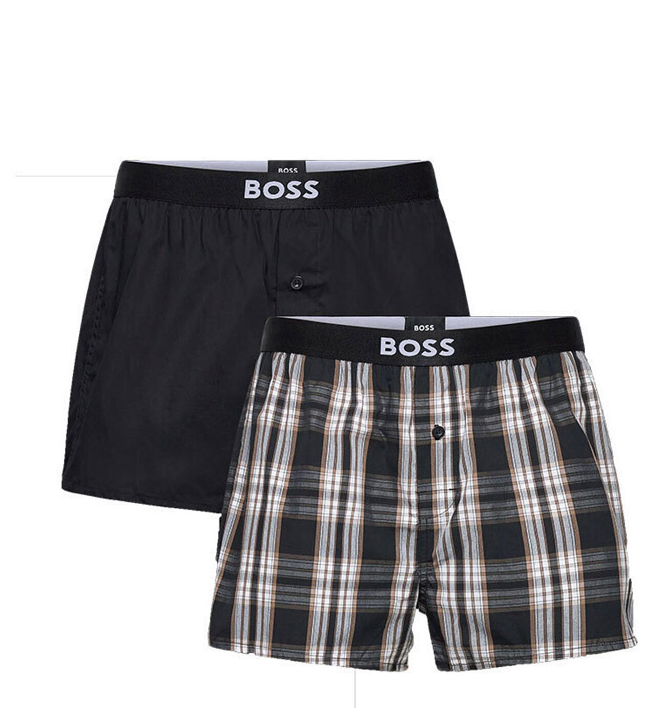 BOSS - trenky 2PACK natural pure cotton beige cubes & black