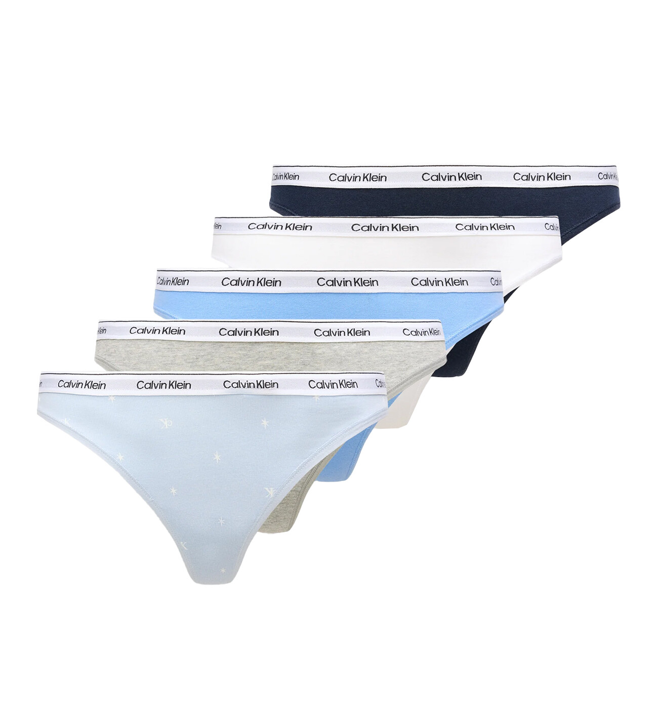 CALVIN KLEIN - tangá 5PACK Icon logo cotton stretch blue & white tones