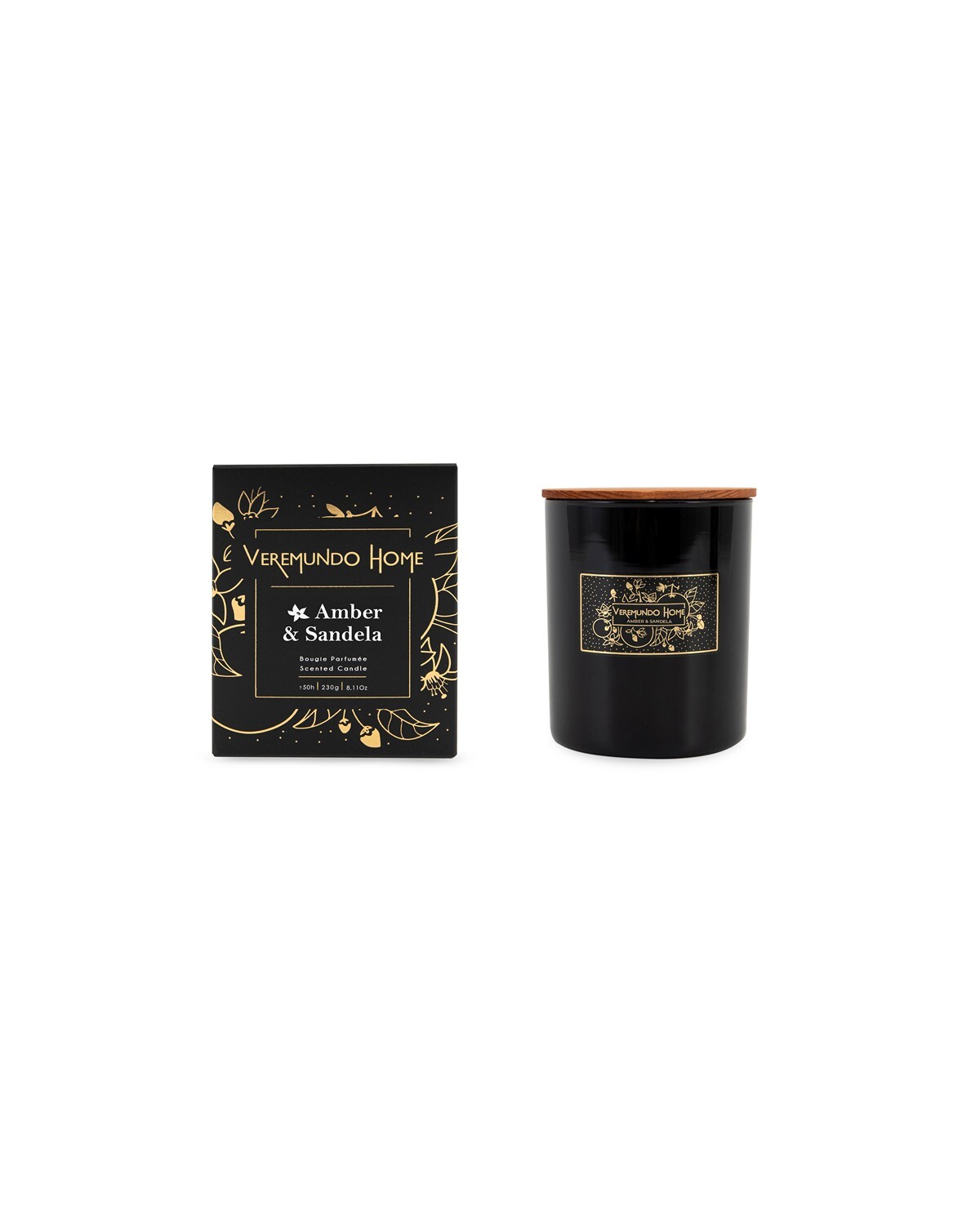 VEREMUNDO HOME Vonná sviečka Paris Amber Santal, 230 g, čierna 10110