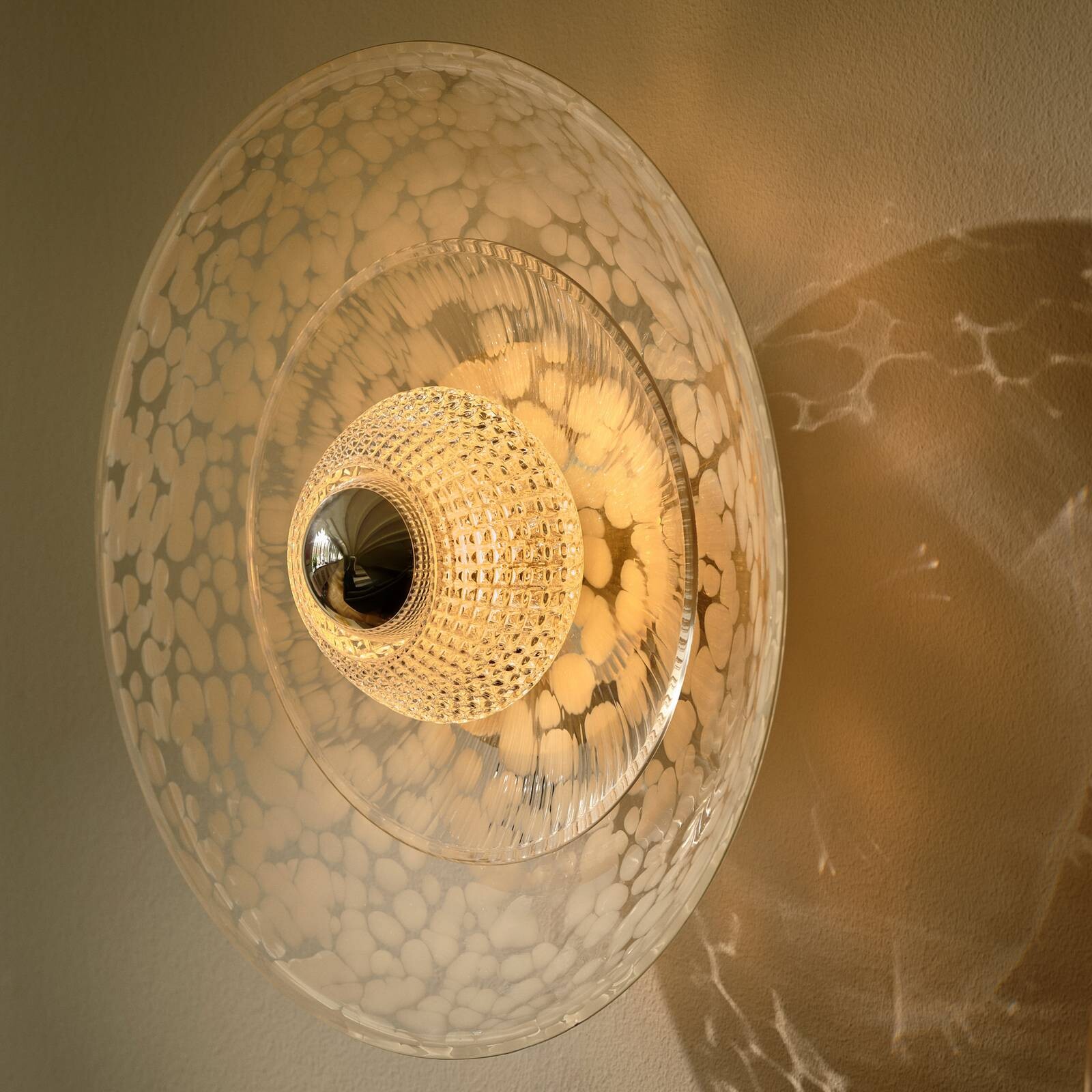 Nástenné svetlo Disco Rama, číra, sklo, E27