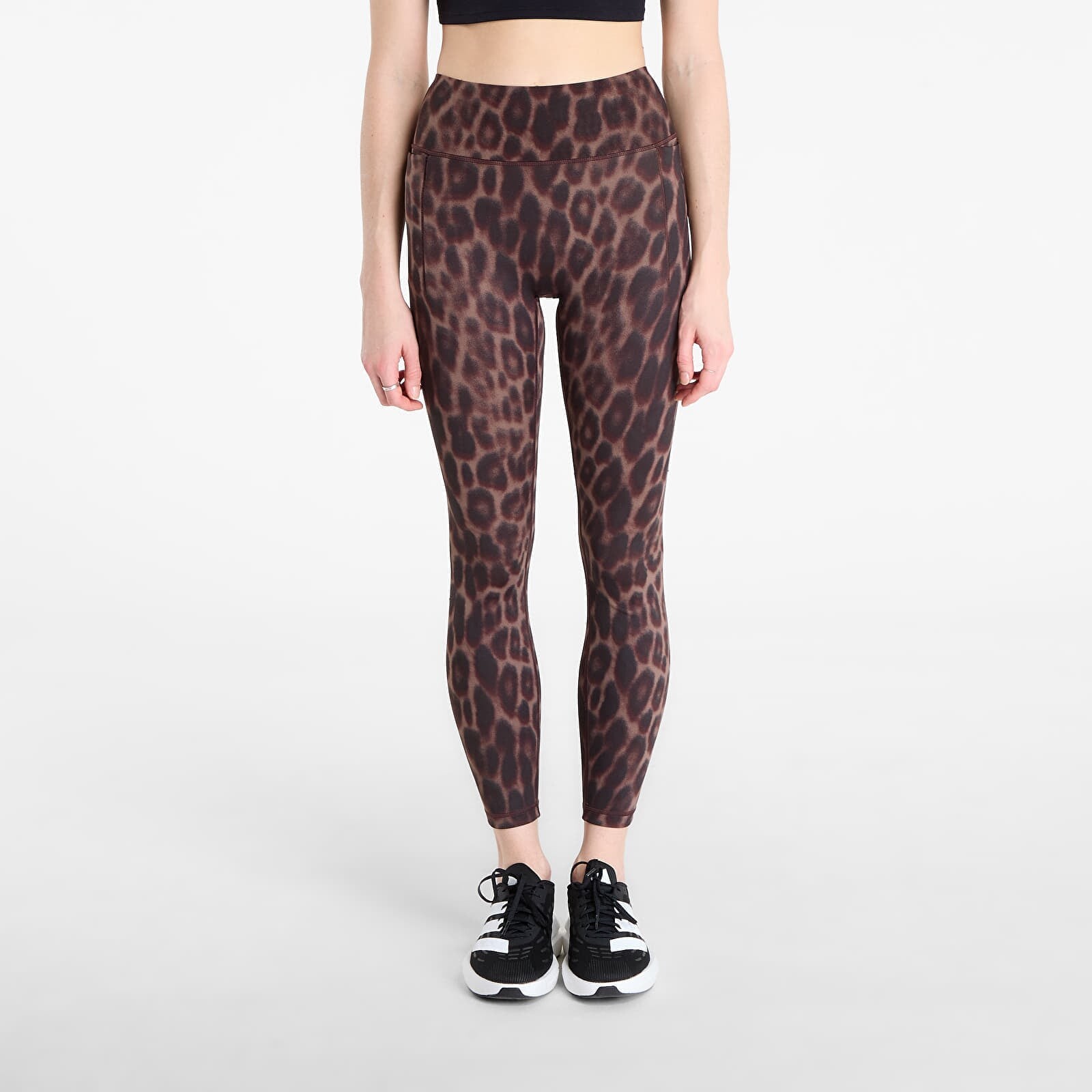 Legíny adidas Optime Power Leopard 7/8 Leggings Black/ Almost Yellow S