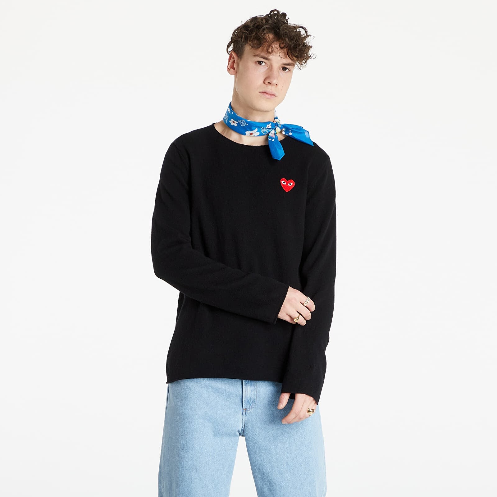 Mikina Comme des Garçons PLAY Red Heart Crewneck Jumper Black XS