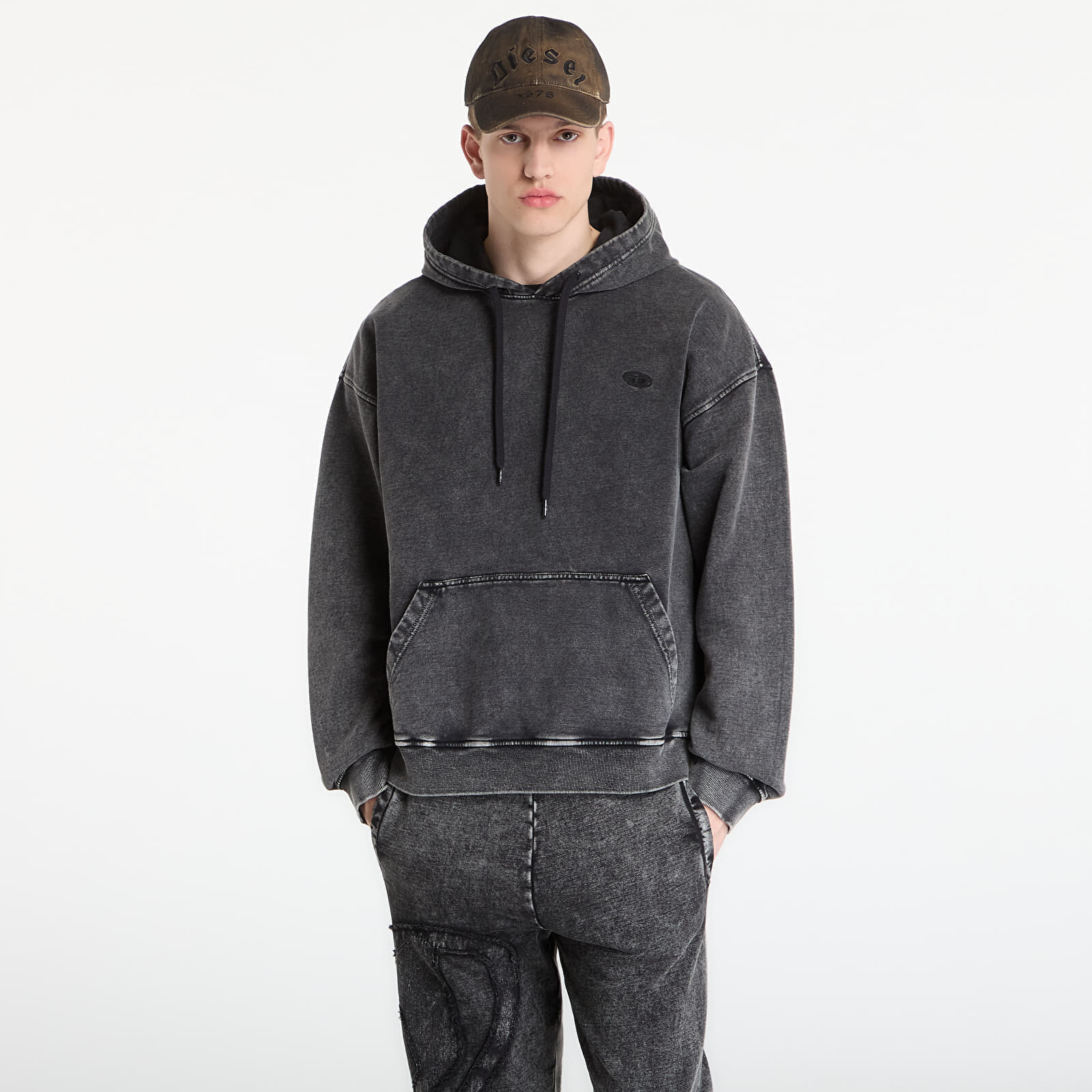 Mikina Diesel S-Boxt-Hood-Den Sweatshirt Black/ Violet M