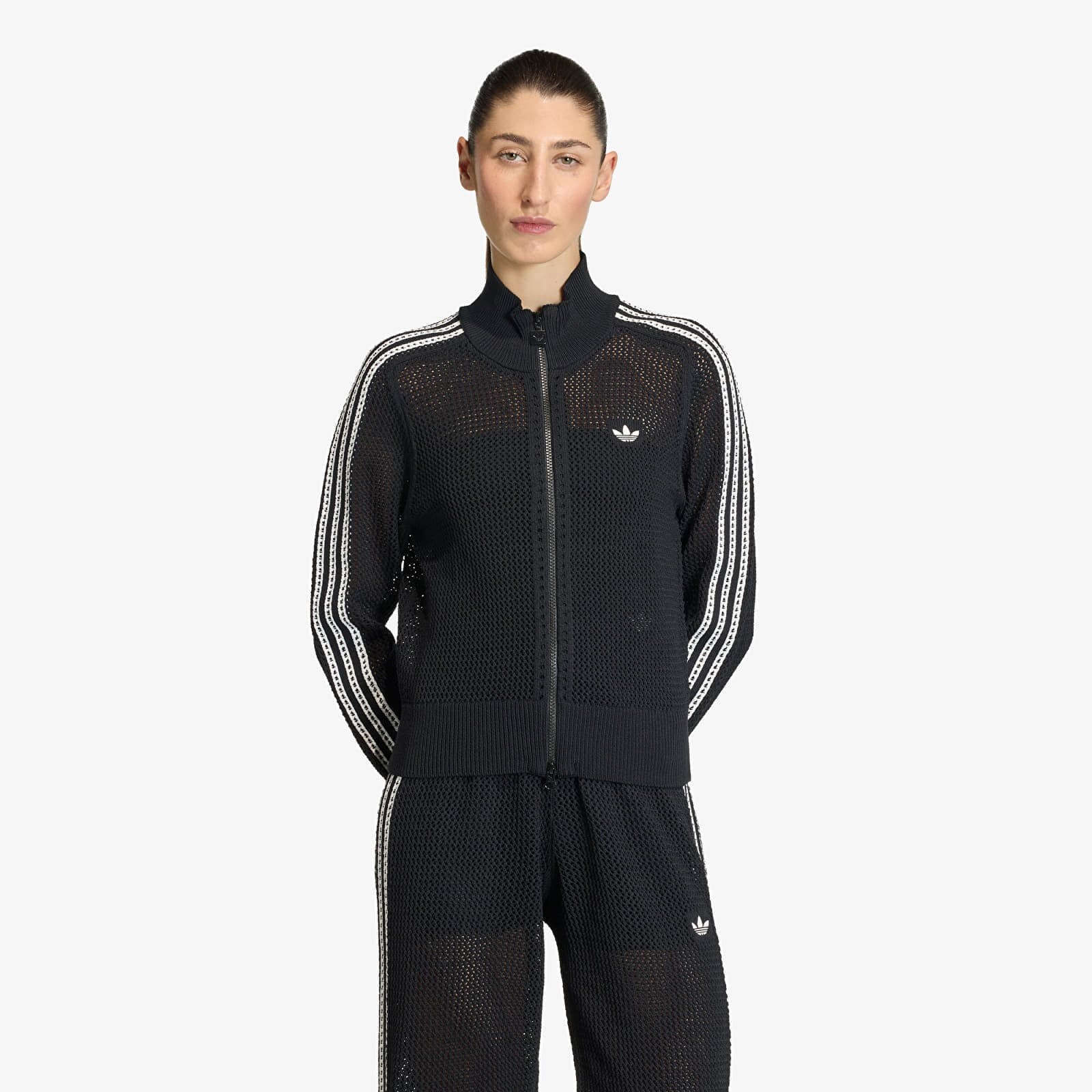 Mikina adidas Knitted Crochet Firebird Track Top Black M