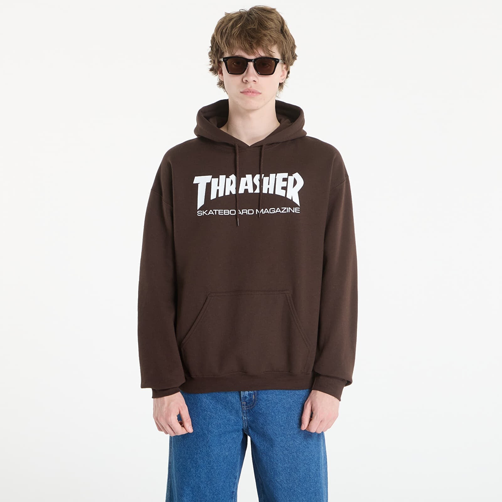 Mikina Thrasher Skate Mag Hood Dark Chocolate/ White S