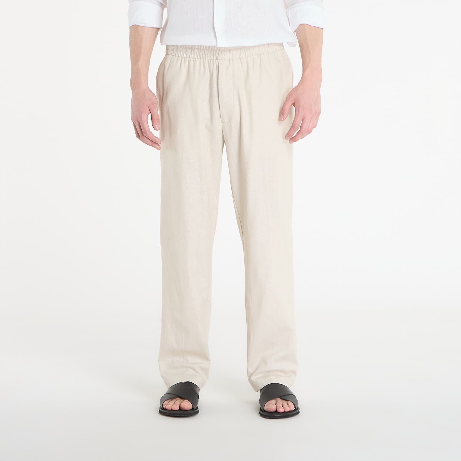 Kalhoty Calvin Klein Straight Linen Pull On Pant Oatmeal Melange L