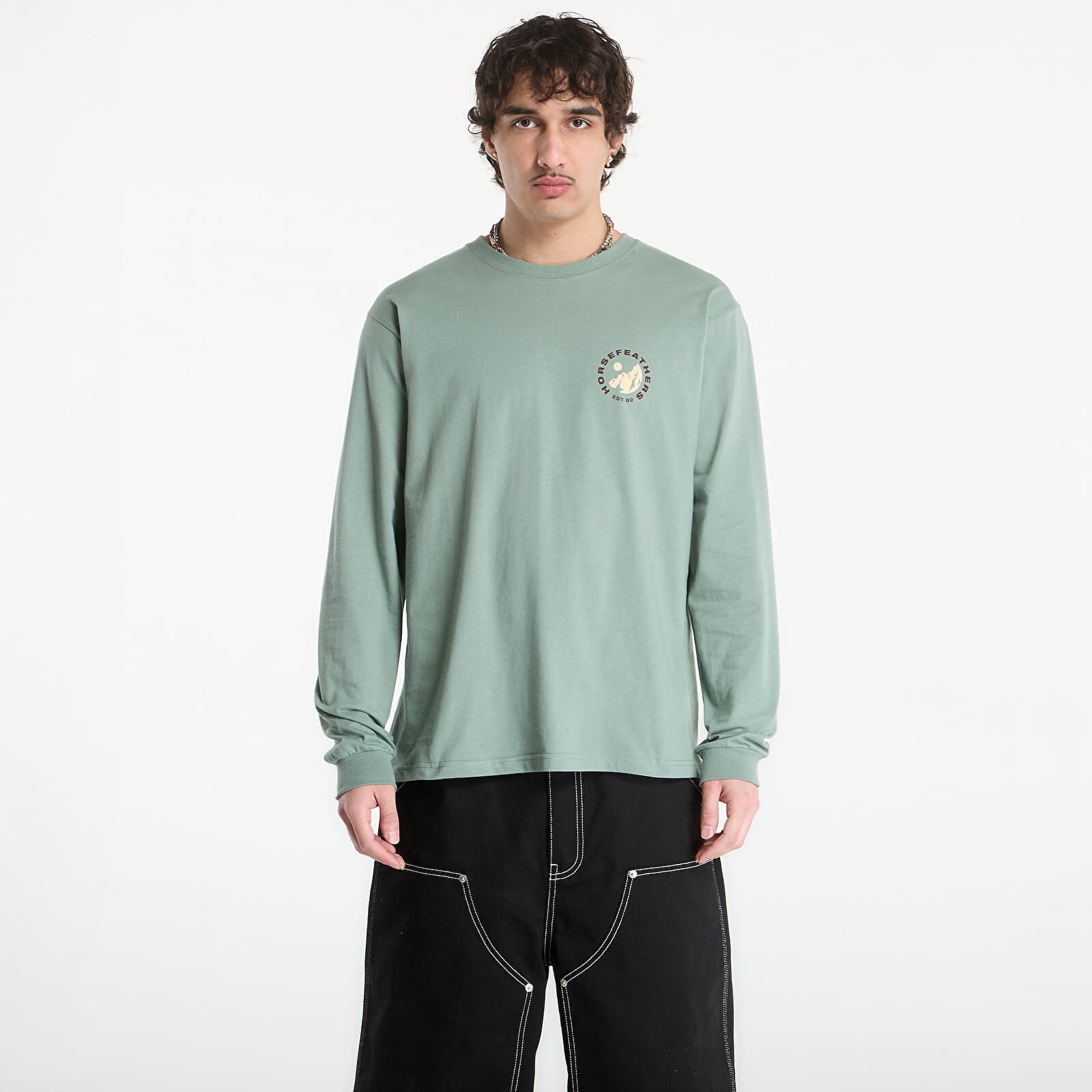 Tričko Horsefeathers Altitude Ls T-Shirt Iceberg Green L