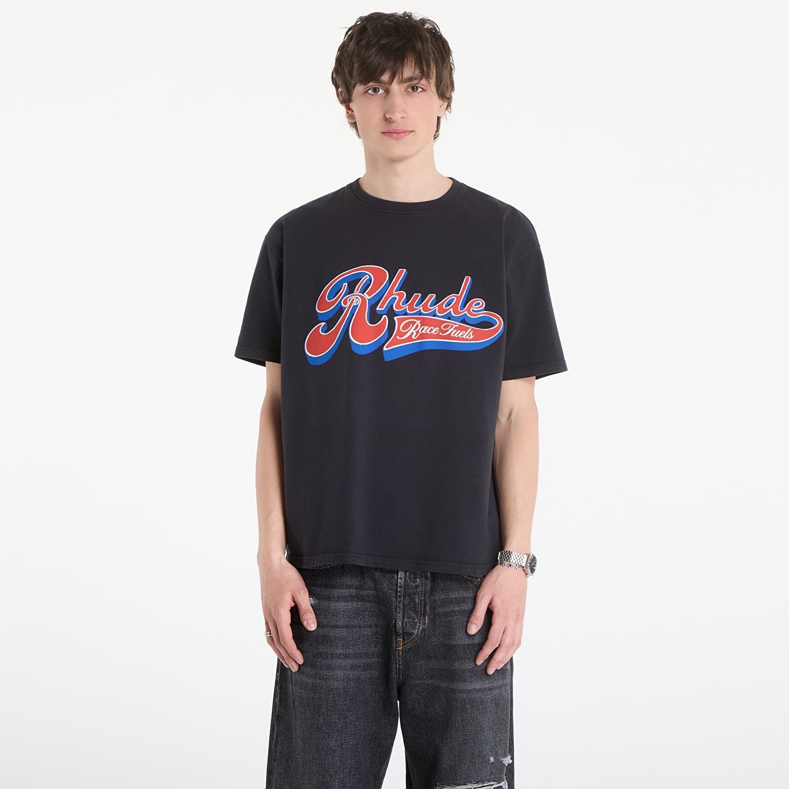 Tričko Rhude Pit Stop Tee Vintage Black/ Red/ Blue S
