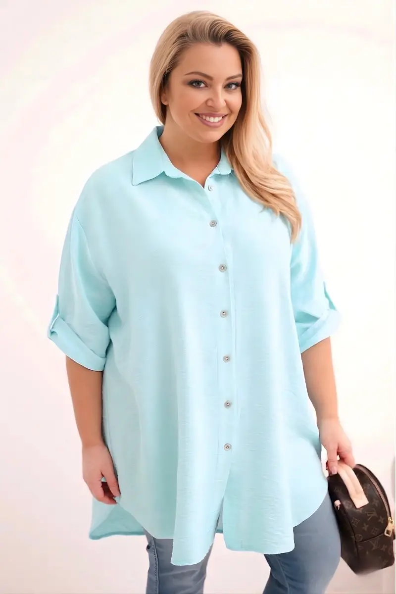 Kesi Plus Size viskózová košeľa s predĺženým zadným dielom