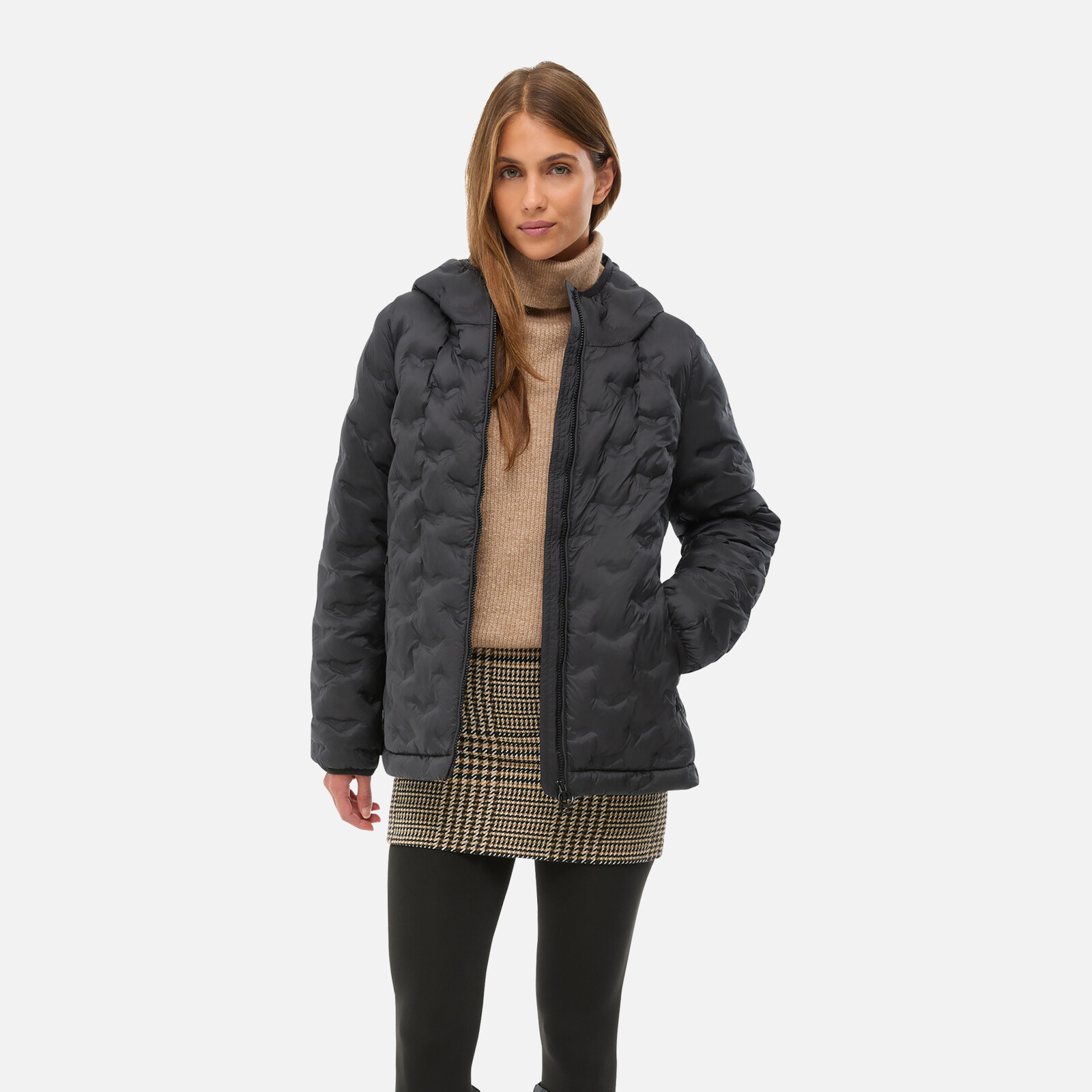 Šedá dámska páperová bunda Geox Spherica