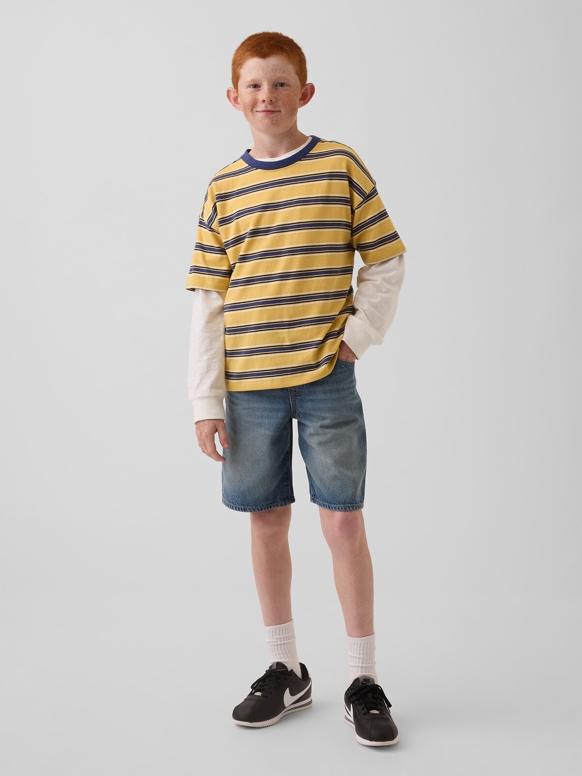 GAP Kids Chlapčenské džínsové šortky '90s Loose UltraSoft
