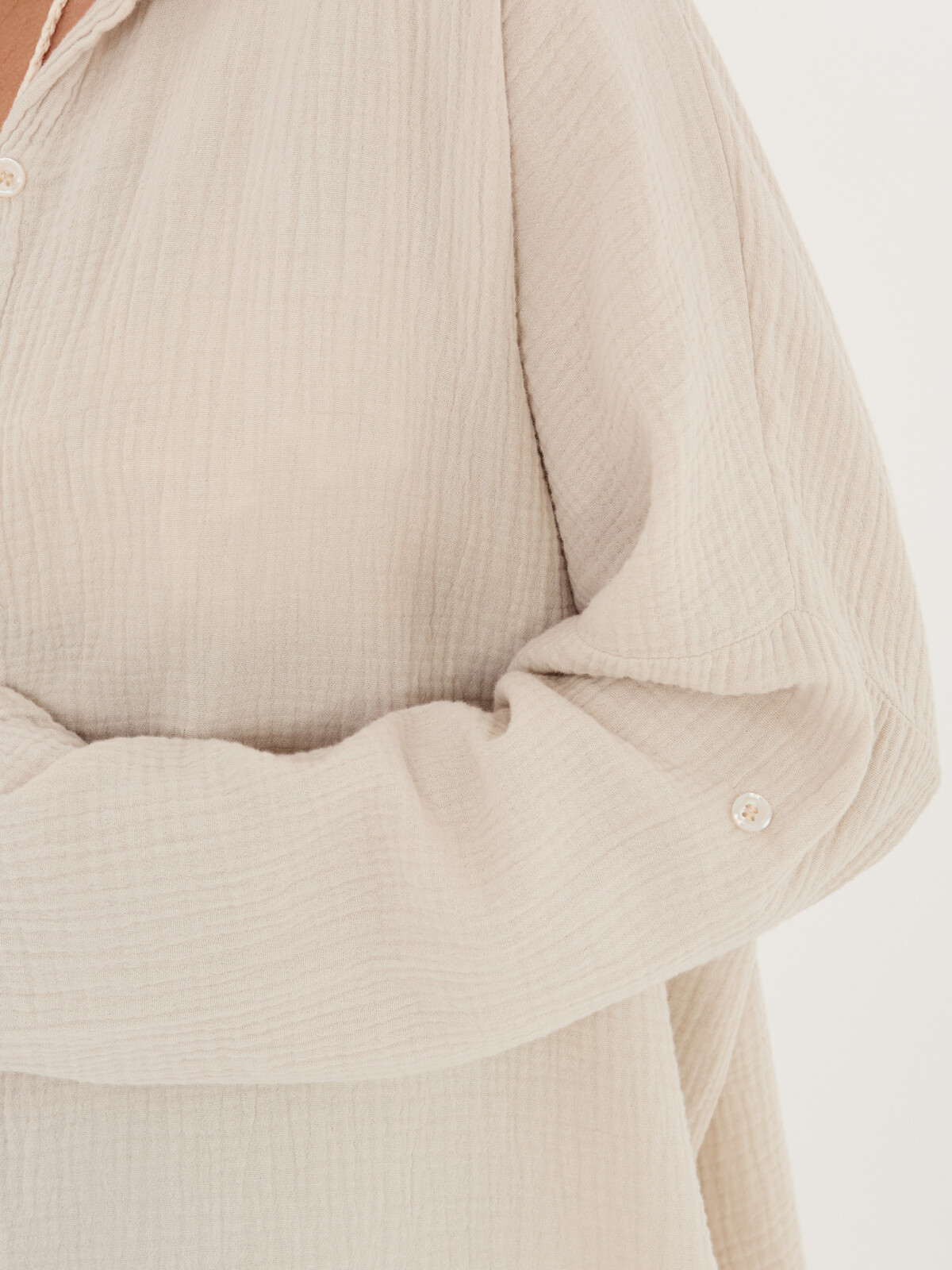 Béžová mušelínová oversize košeľa