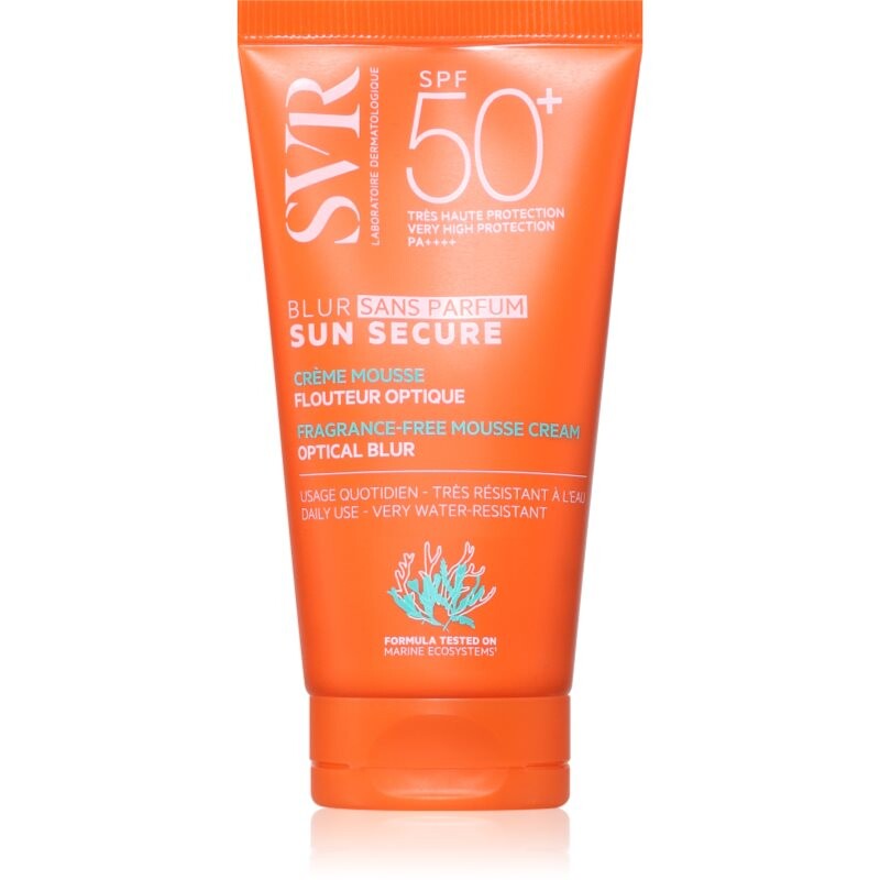 SVR Sun Secure Blur ochranná pena pre zjednotenie tónu pleti bez parfumácie SPF 50+ 50 ml