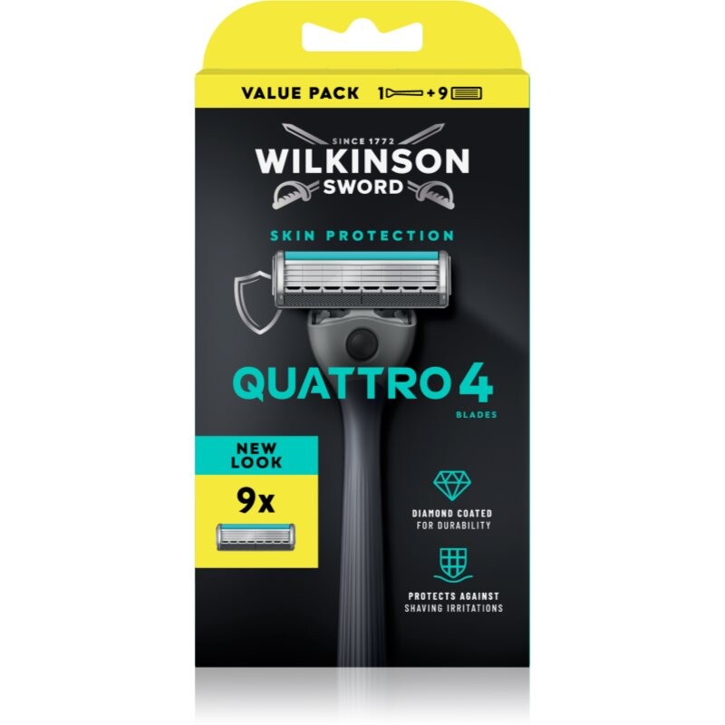 Wilkinson Sword Quattro holiaci strojček náhradné čepieľky 9 ks