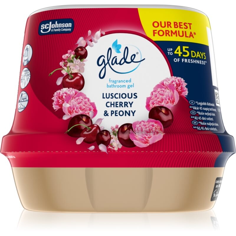 GLADE Luscious Cherry & Peony vonný gél do kúpeľne 180 g