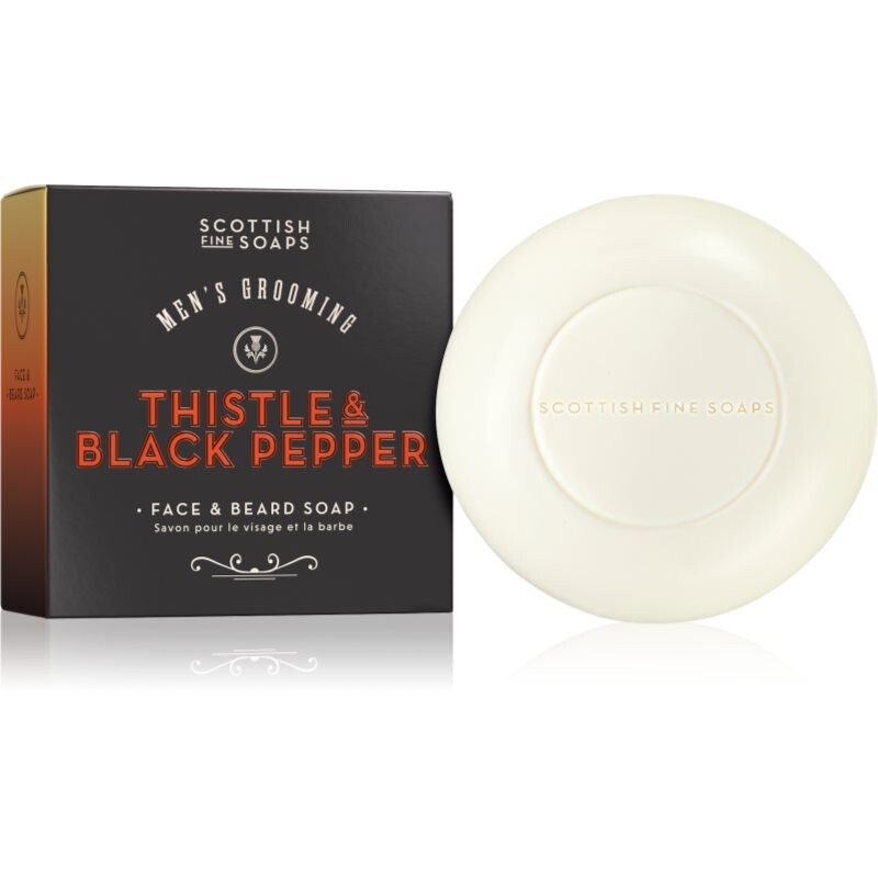 Scottish Fine Soaps Thistle & Black Pepper tuhé mydlo na tvár a fúzy 100 g