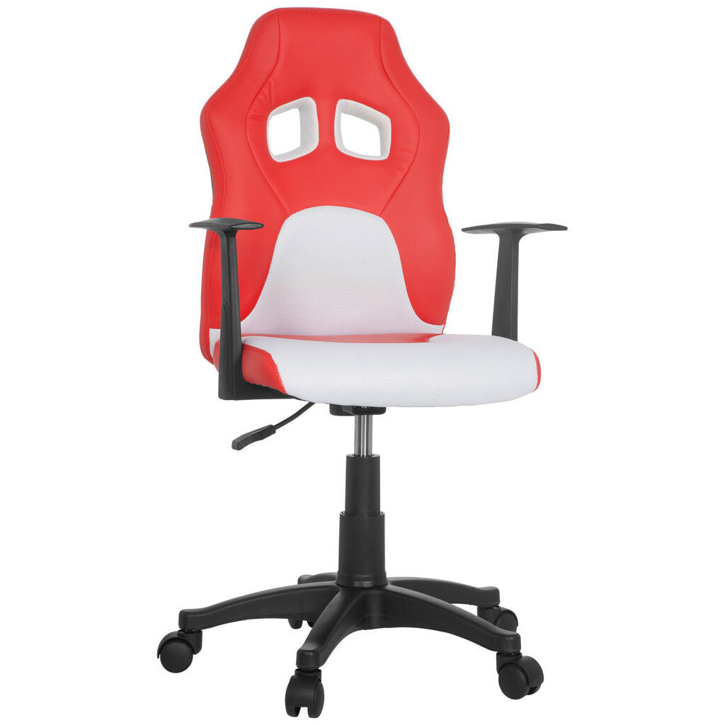 MID.YOU OTOČNÁ STOLIČKA PRE MLÁDEŽ, vzhľad kože, sieťovina, červená, biela