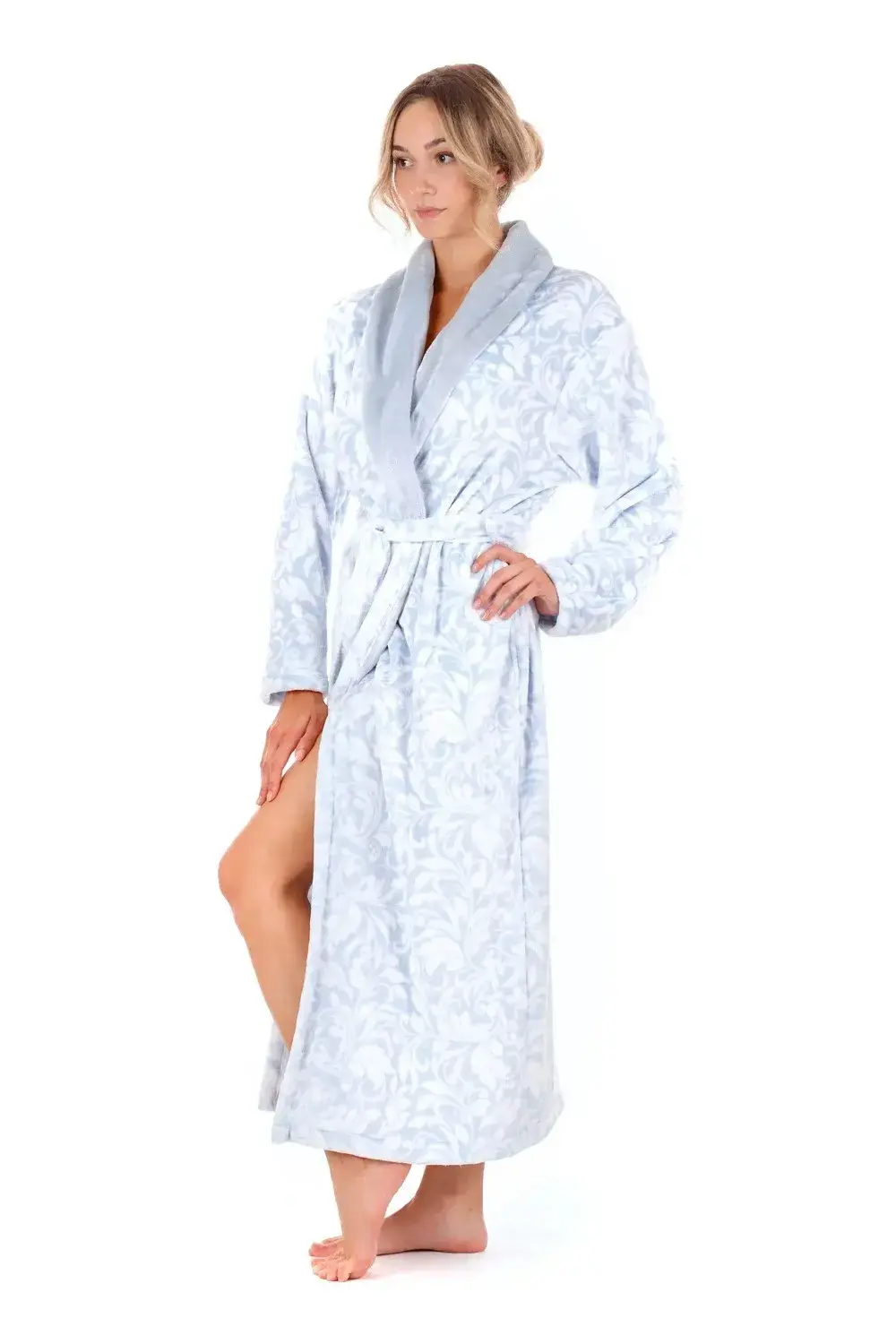 Dámsky vzorovaný župan Flora 2556 ice blue - Vestis M