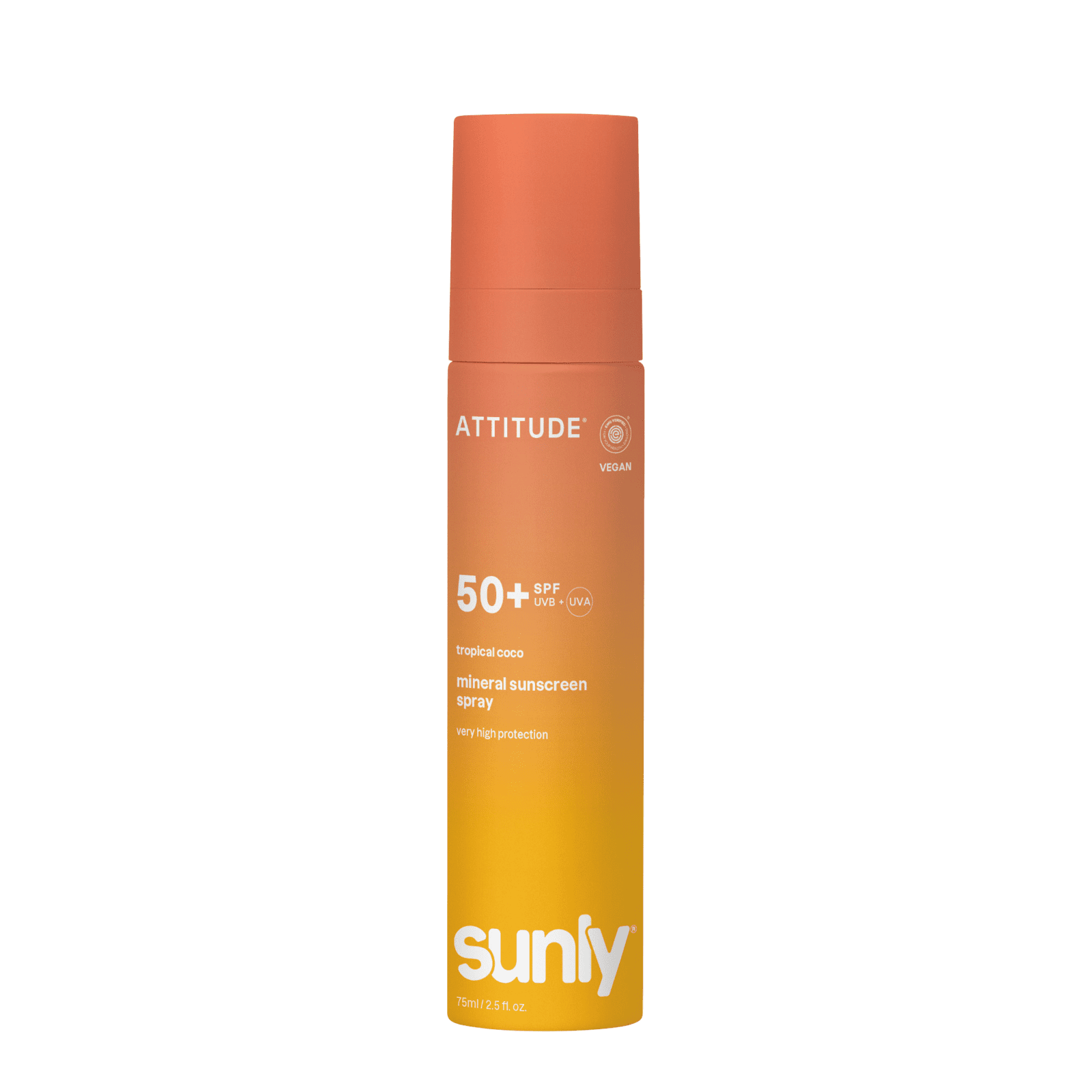 ATTITUDE Minerálny opaľovací krém v spreji Sunly SPF 50+ s vôňou tropického kokosu 75 ml