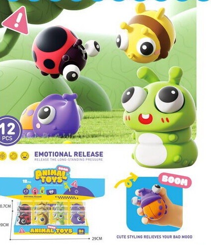 Hmyz s očami stláčací 8cm/4farby - náhodná