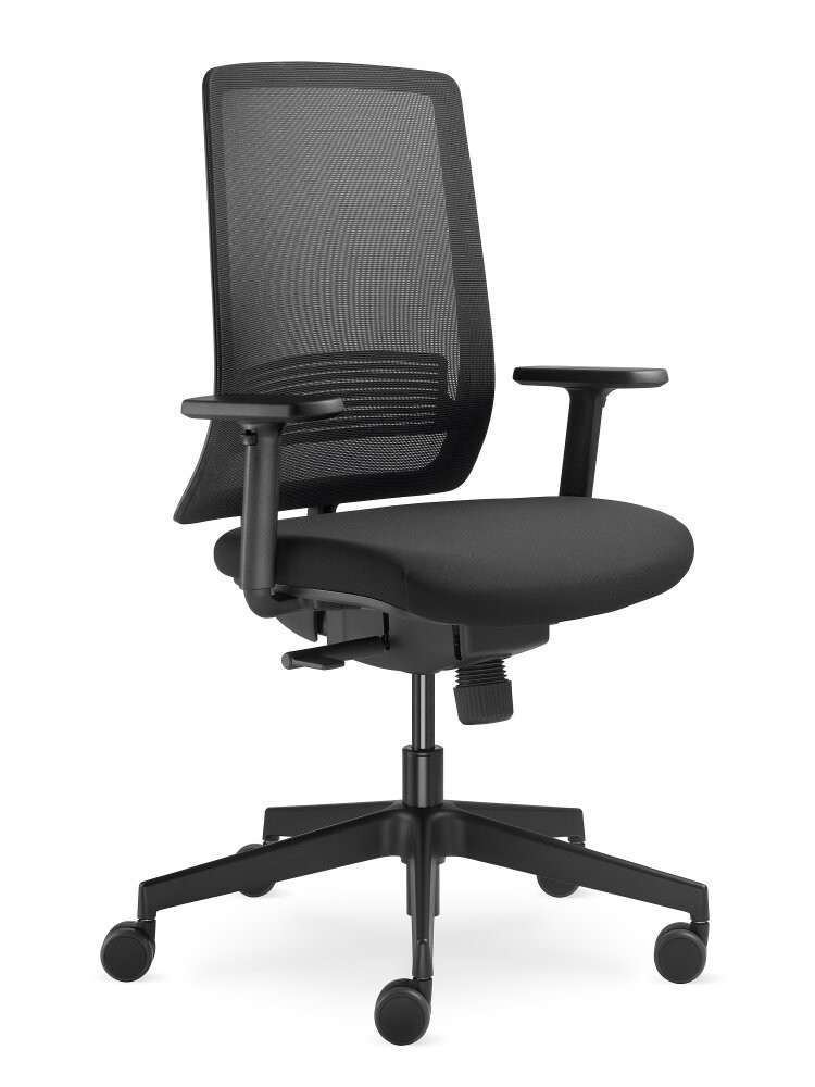 Kancelárska stolička LYRA Air s podrúčkami – synchronný mechanika, sieťovina, čierna LD Seating