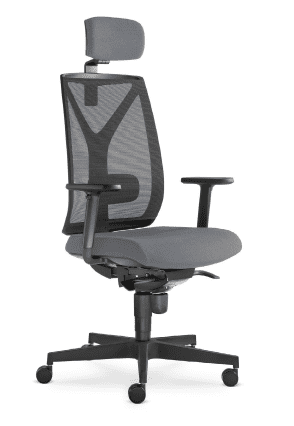 Kancelárska stolička LEAF 503 s opierkou hlavy a podrúčkami – synchronní mechanika, sieťovina, čierna-sivá LD Seating