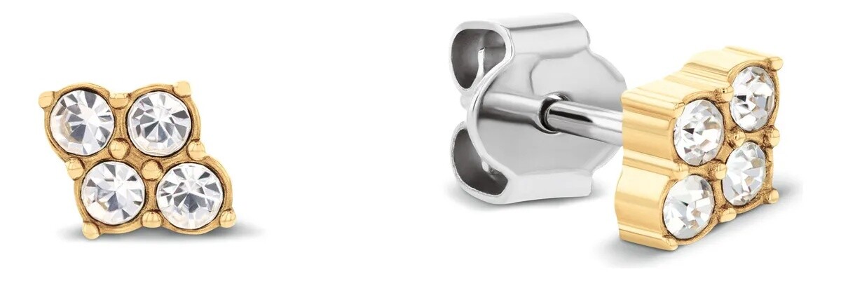 Tommy Hilfiger Pozlátené náušnice kôstky s kryštálmi Essential 2781035