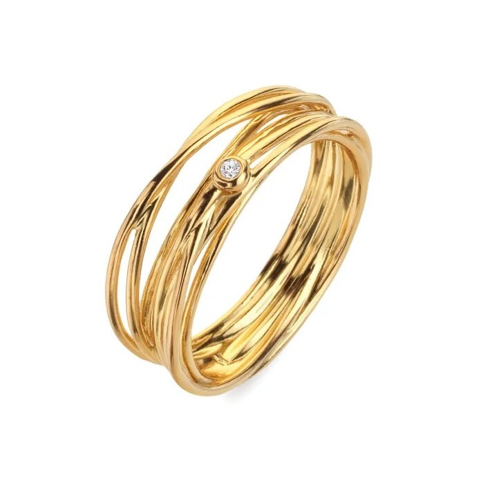 Hot Diamonds Pozlátený prsteň s prírodným diamantom String DR326 54 mm