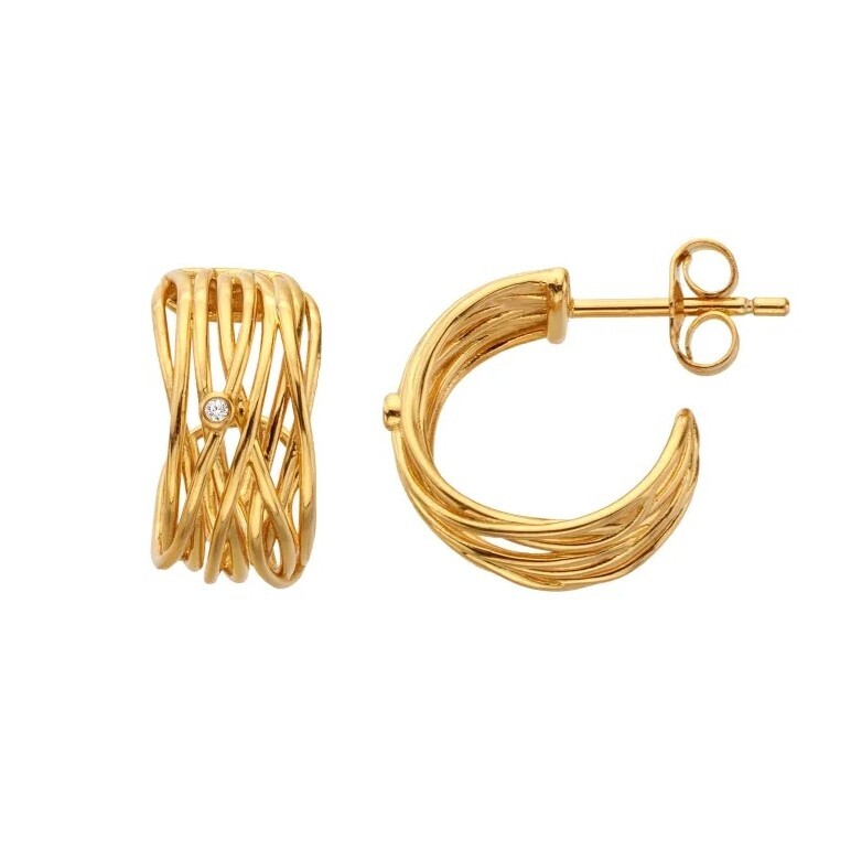 Hot Diamonds Pozlátené strieborné náušnice String DE896