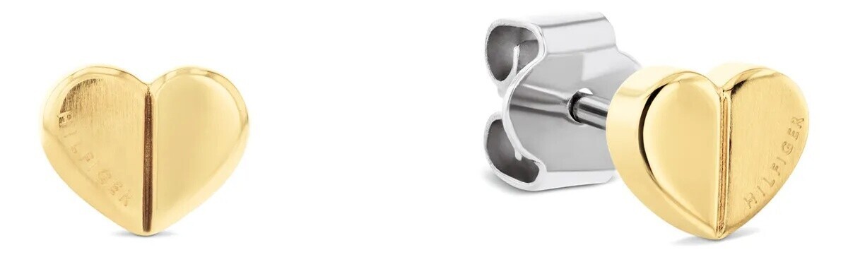 Tommy Hilfiger Pozlátené srdiečkové náušnice Essential 2781037