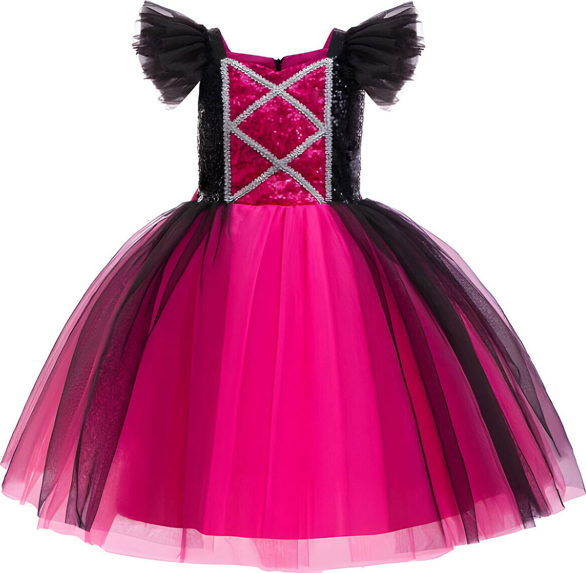 PRINCESS Pohádkové šaty vel. 116 - černorůžové s flitrami