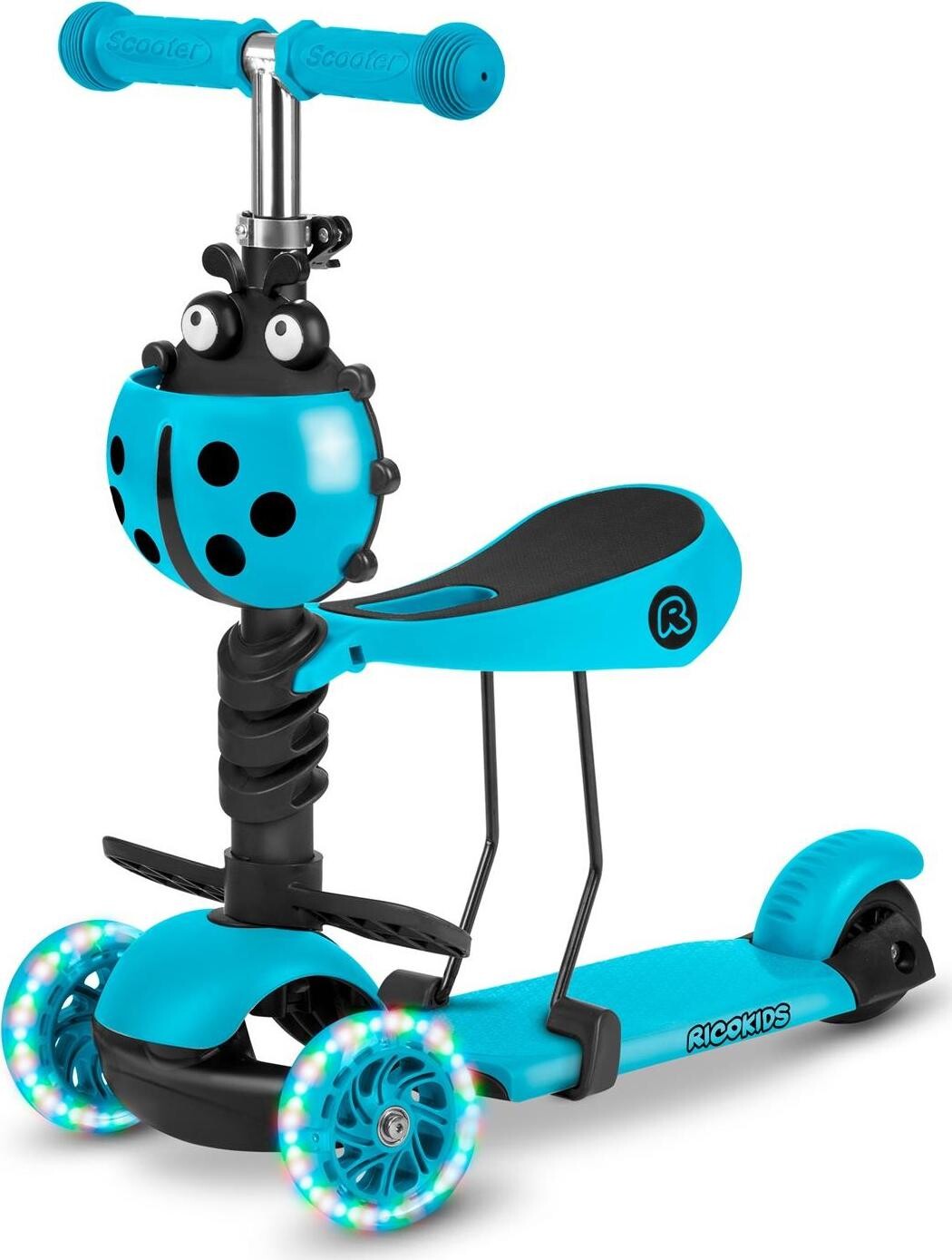 Ricokids Buggy trojkolesová kolobežka – tyrkysová