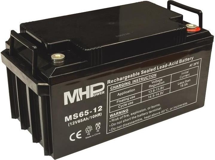 MHPower MS65-12 olovený akumulátor AGM 12 V/65 Ah, Terminál T3 – M8; MS65-12