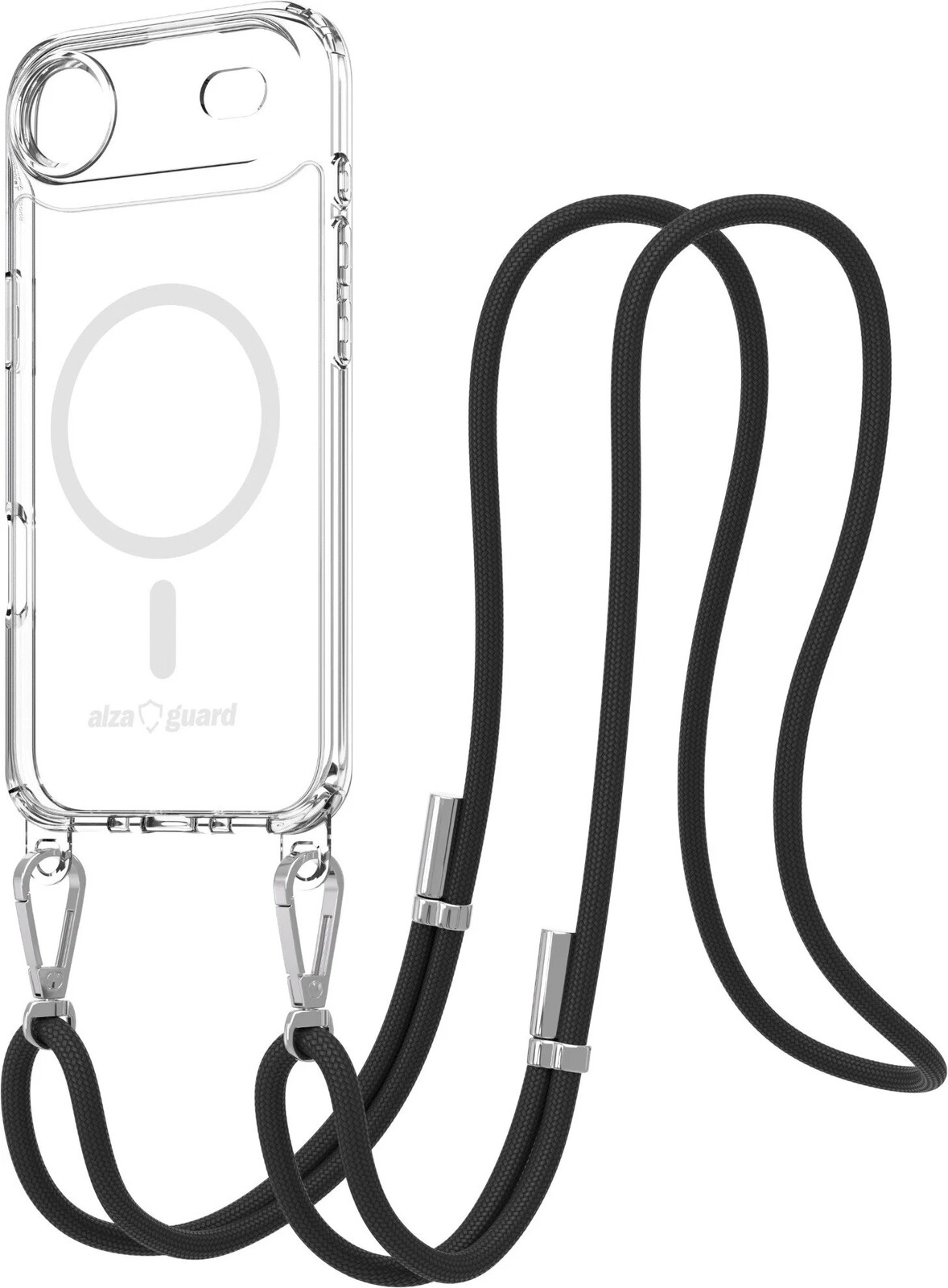 AlzaGuard Luxe Detach Lanyard Case Compatible with MagSafe for iPhone 16e / 17e čierny
