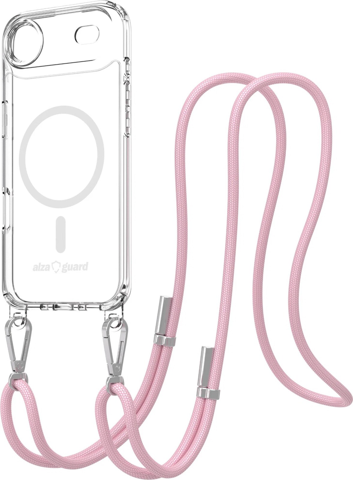 AlzaGuard Luxe Detach Lanyard Case Compatible with MagSafe for iPhone 16e / 17e ružový