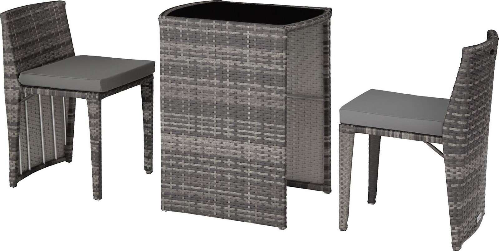 TecTake Bistro Hamburg - hliník, ratan, šedý